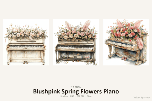 Blushpink Spring Flowers Piano Design Guide