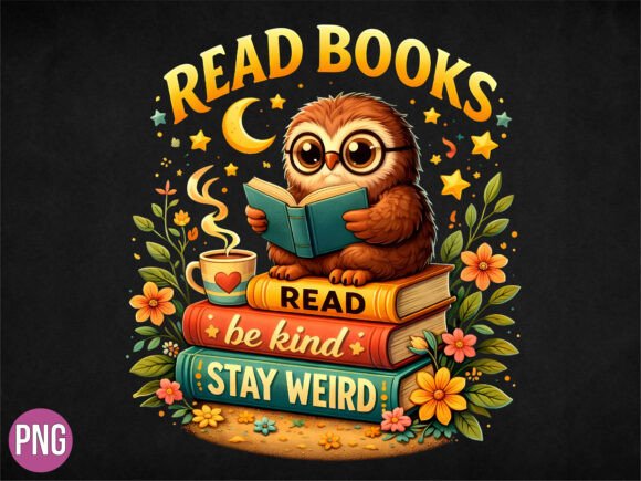 Cute Owl Read Books Stay Weird Shirt PNG