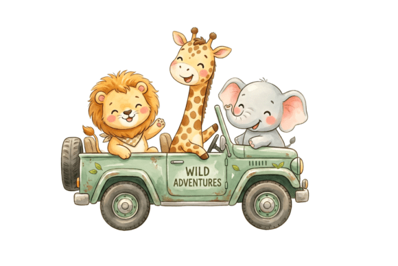 Cute Safari Trip PNG Clipart for DIY