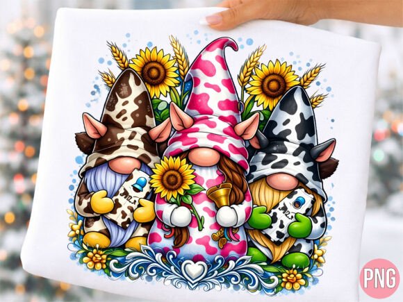 Evaluating the Cow Print Gnomes Sunflower Farm PNG for Creative Projects