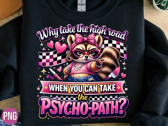 Funny Raccoon Psychopath Quote PNG Shirt Design