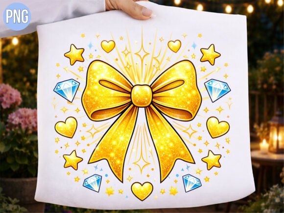 Glitter Gold Bow Diamond Heart Sparkle