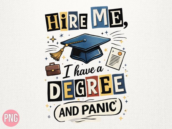 Hire Me I Have a Degree Panic PNG Design