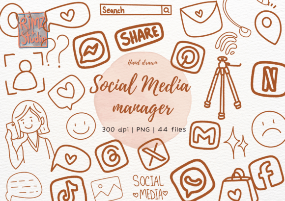 Social Media Manager Doodle Clipart