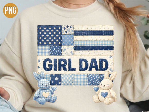 Strategic Branding with the Girl Dad Patriotic Patchwork PNG T-Shirt Design
